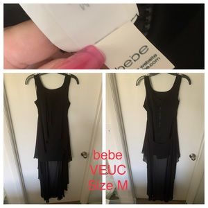 EUC bebe Bandage Dress w/Chiffon Hi-Lo Overlay Size M
